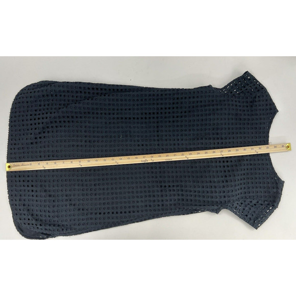 Womens Merona Black Cap Sleeve Crochet Square Detail Size XS - Picture 9 of 10